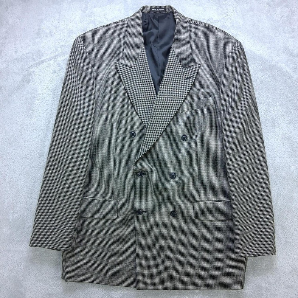 Mens Gerald Austin Double Breasted Blazer 44L Wool Houndstooth 1027-12 Coat